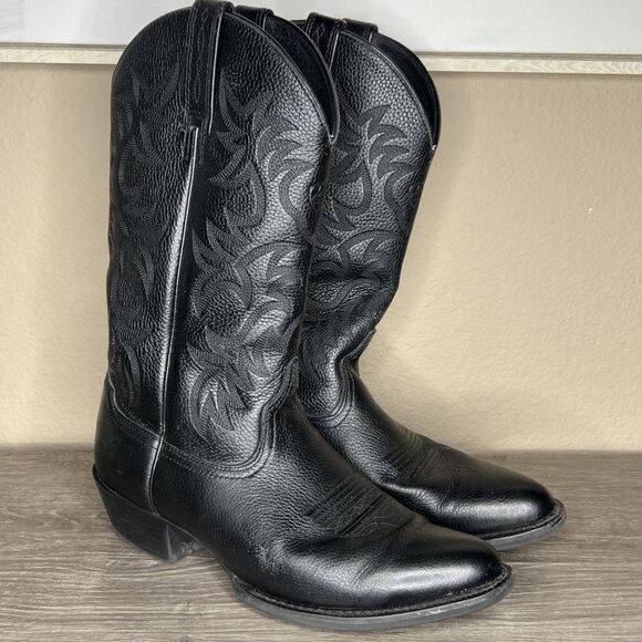 Ariat Heritage Deertan Men's Black Leather Cowboy Boots Size 10 D Western READ - Picture 1 of 13